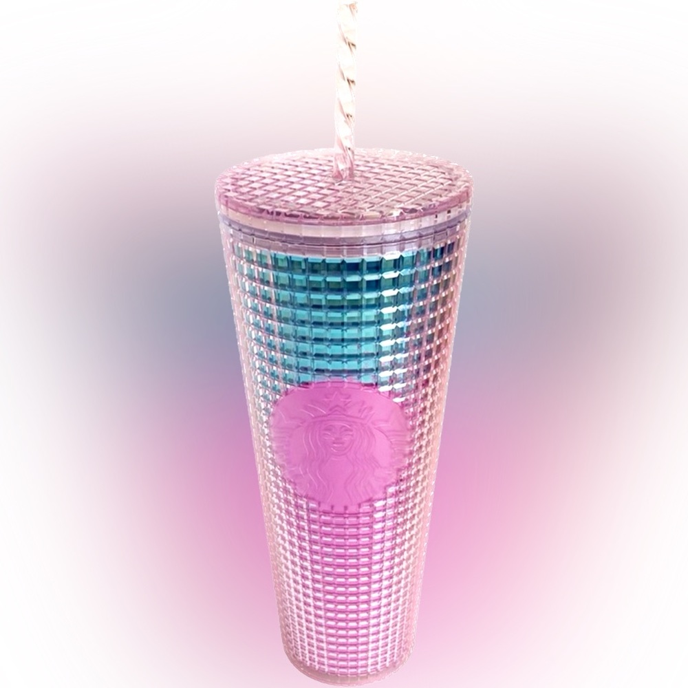 STARBUCKS SUMMER 2021 GRID PINK BLUE OMBRE TUMBLER CUP IRIDESCENT ARORA BOREALIS